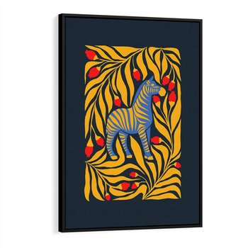 Obraz w ramie 70x100 - Wibracje Wyobraźni - zebra, granatowe tłó - rama czarna