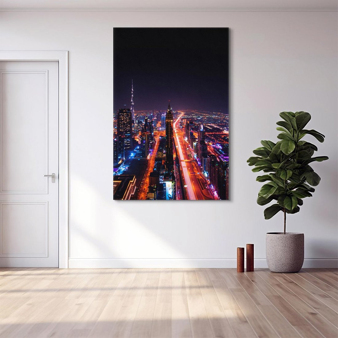 Obraz na płótnie 50x70 - Nocne oświetlenie miasta - miasto, noc