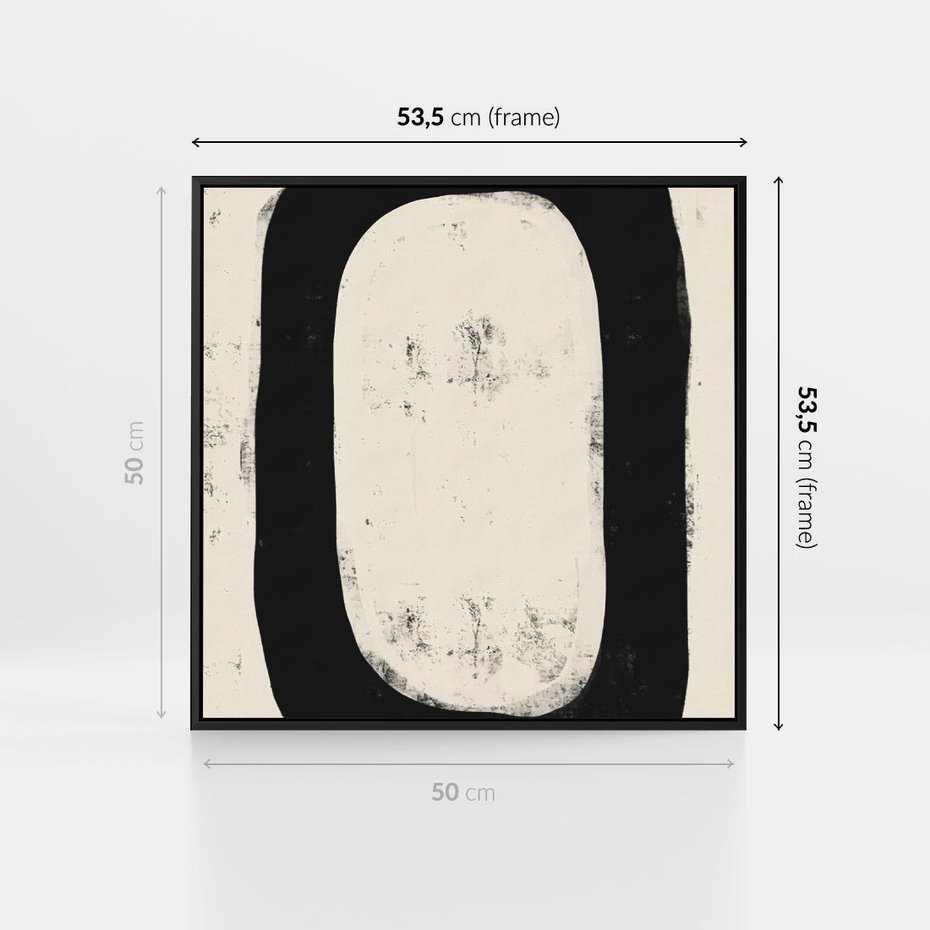 Obraz w ramie 50x50 - Wnętrza Kształtów - abstrakcja, minimalizm - rama czarna