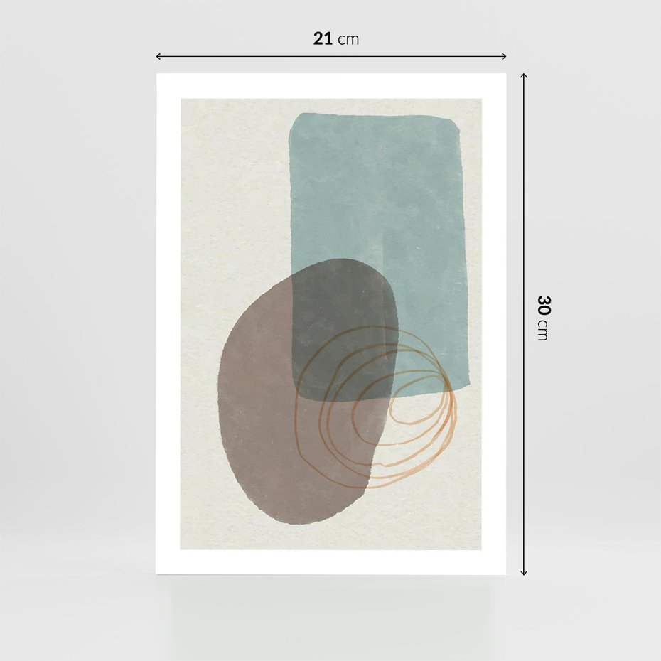 Plakat bez ramy 21x30 - Rozkwitające Formy - geometryczne elementy, stonowane ziemiste kolory