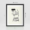Plakat w ramie 40x50 - Minimalistyczny Urok - szkic, kobieta w bieliźnie - rama czarna