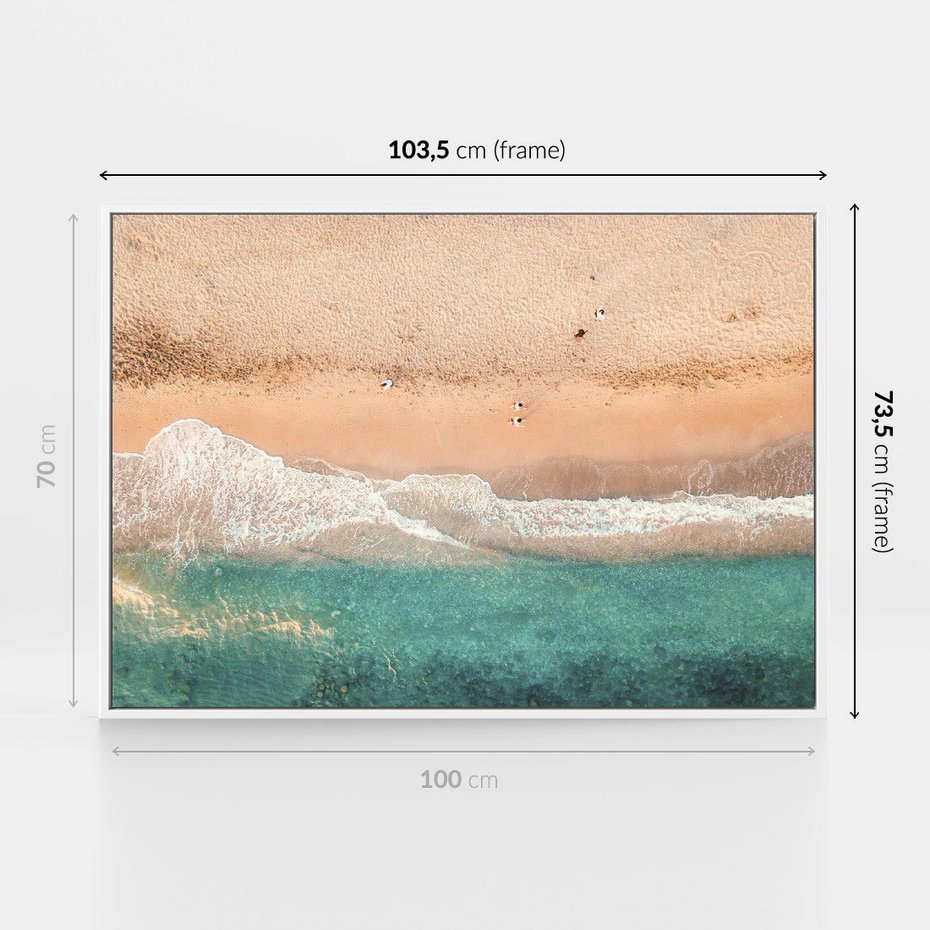 Obraz w ramie 100x70 - Oczy turkusu - fotografia, plaża - rama biała