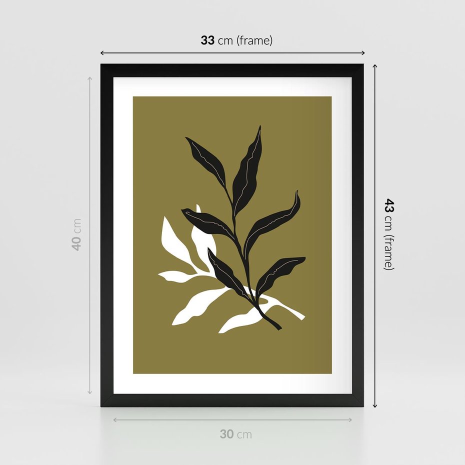 Plakat w ramie 30x40 - Wewnętrzne Odsłony - liście, gałązki - rama czarna