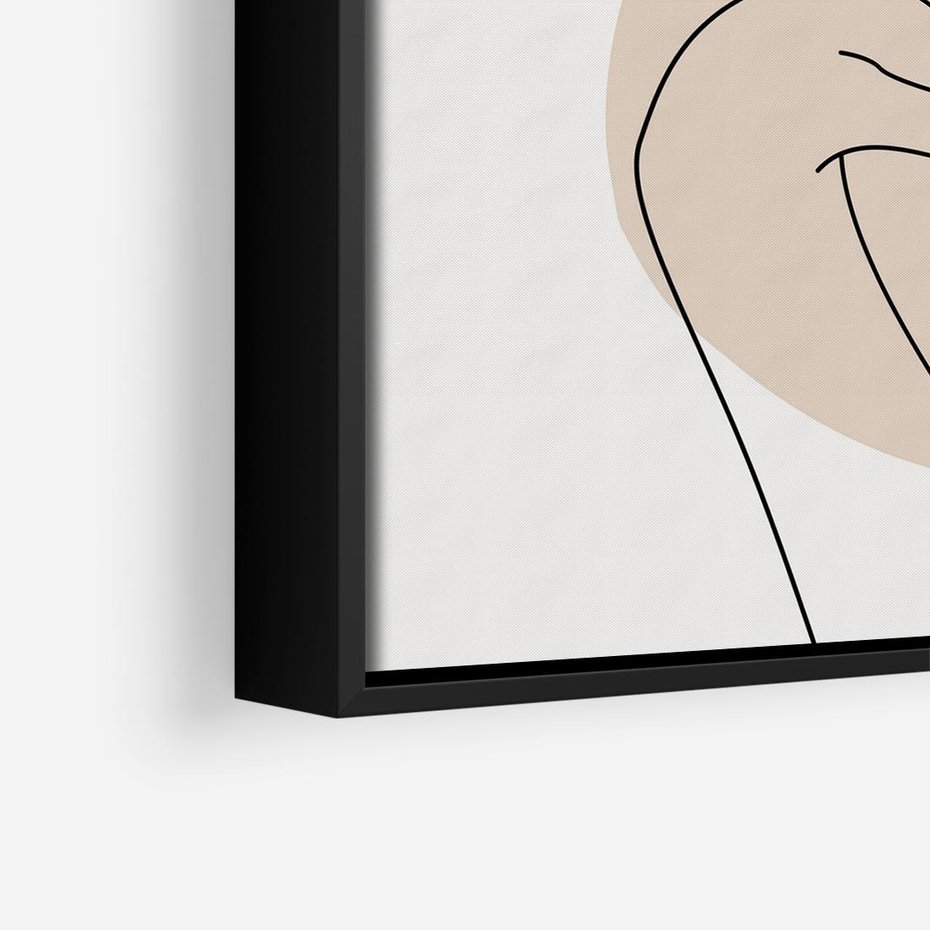 Obraz w ramie 50x50 - Przenikające Kształty - szkic jedną linią, one line - rama czarna