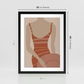 Plakat w ramie 30x40 - Kobiece Retro - minimalistyczny boho plakat, retro kobieta w stroju kąpielowym - rama czarna