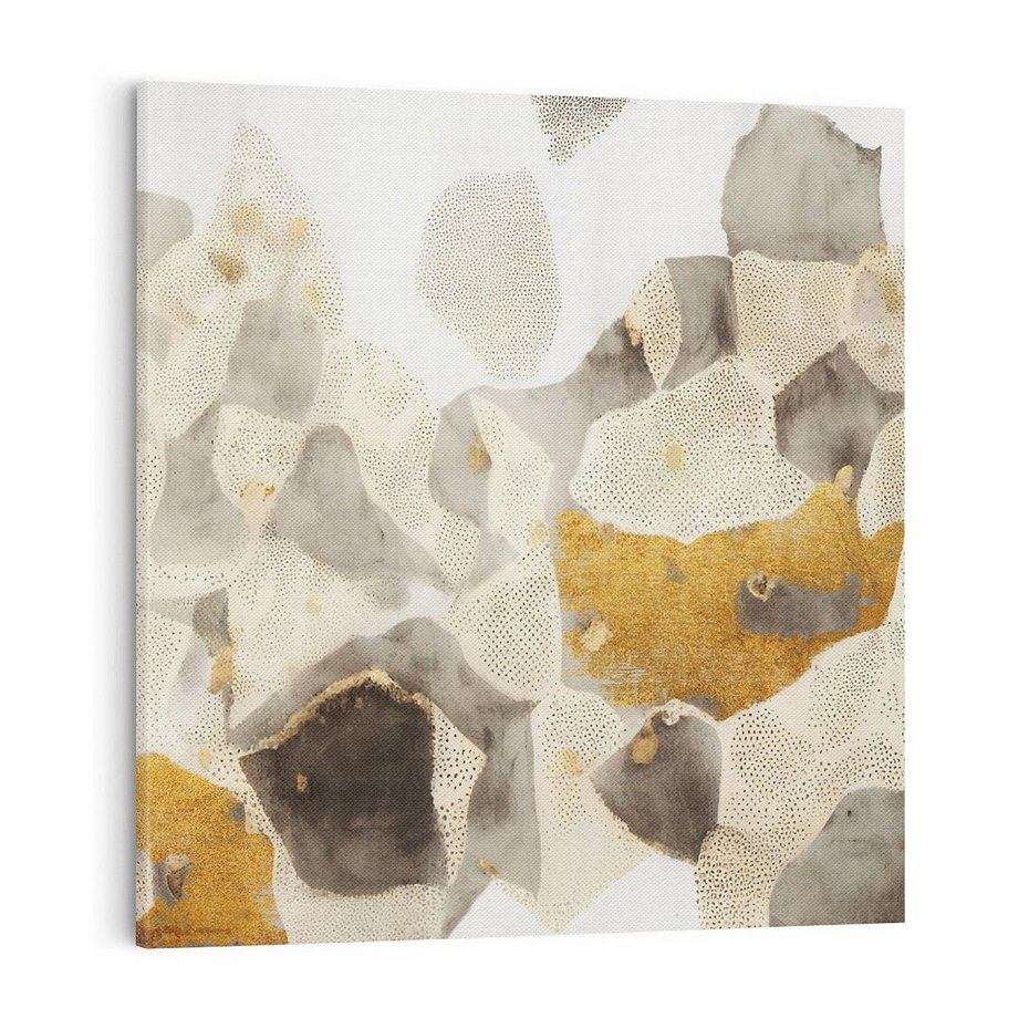 Obraz na płótnie 80x80 - Nowoczesne Złoto i Szarość - plamy, złoto