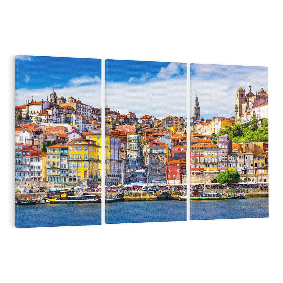 Obraz na płótnie 120x80 - Kolorowa Przystań - nadmorskie miasto, kolorowe budynki