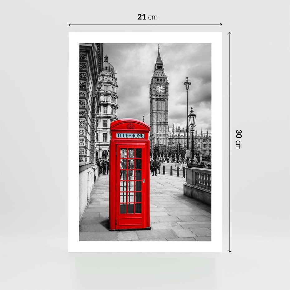 Plakat bez ramy 21x30 - Kontrastująca Budka w Londynie - Londyn, budka