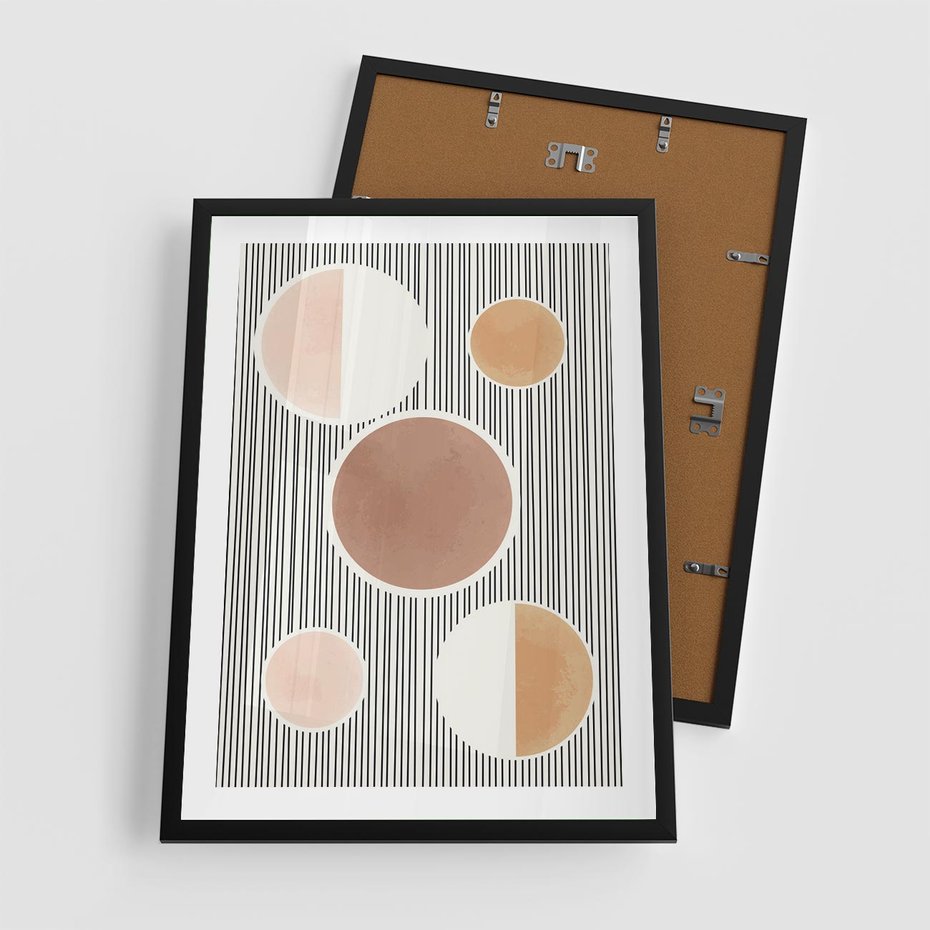 Plakat w ramie 50x70 - Rozplątane Granice - abstrakacyjna nowoczesna sztuka, koła okręgi - rama czarna