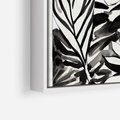 Obraz w ramie 50x50 - Czarne Liście - akwarelowy obraz, czarno biały - rama biała
