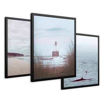 Zestaw obrazy w ramie 30x40 galeria - Latarnia, mglisty, pejzaż, morze - rama czarna