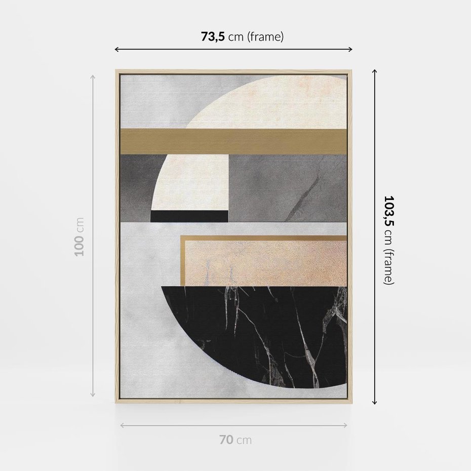 Obraz w ramie 70x100 - Biało-Czarne Formy - nowoczesna geometria, koło - rama drewno
