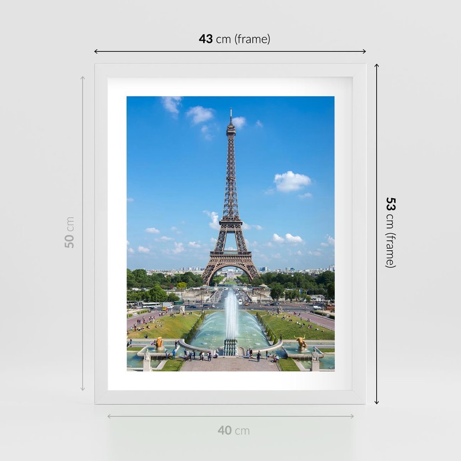 Plakat w ramie 40x50 - Wieża Eiffla - Eiffla, Paryż - rama biała