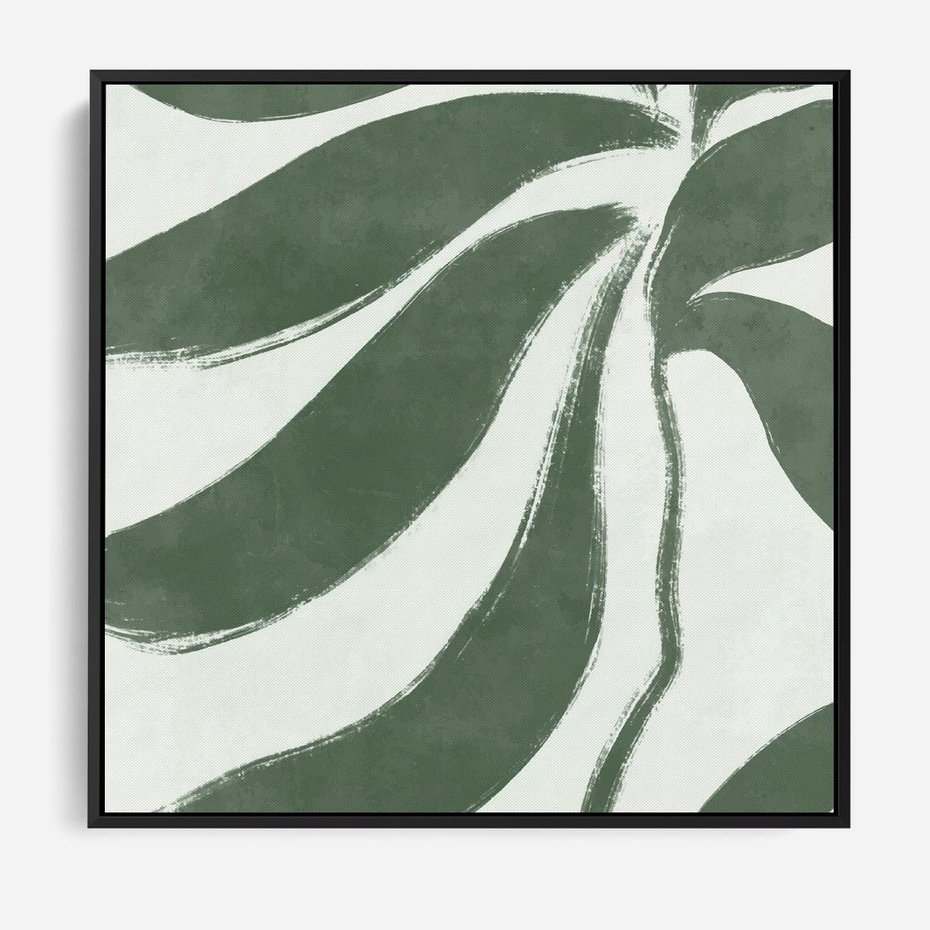 Obraz w ramie 50x50 - Zieleń Wewnętrznego Spokoju - zielony plakat, roślinne inspiracje - rama czarna