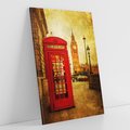 Obraz na płótnie 50x70 - Ikoniczna budka telefoniczna w Londynie - sepia, budka