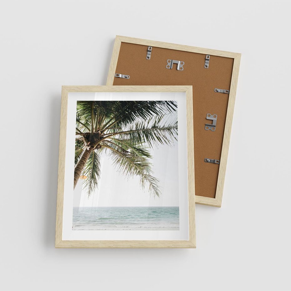 Plakat w ramie 40x50 - Wakacyjne Marzenie - palma nad morzem, - rama drewno