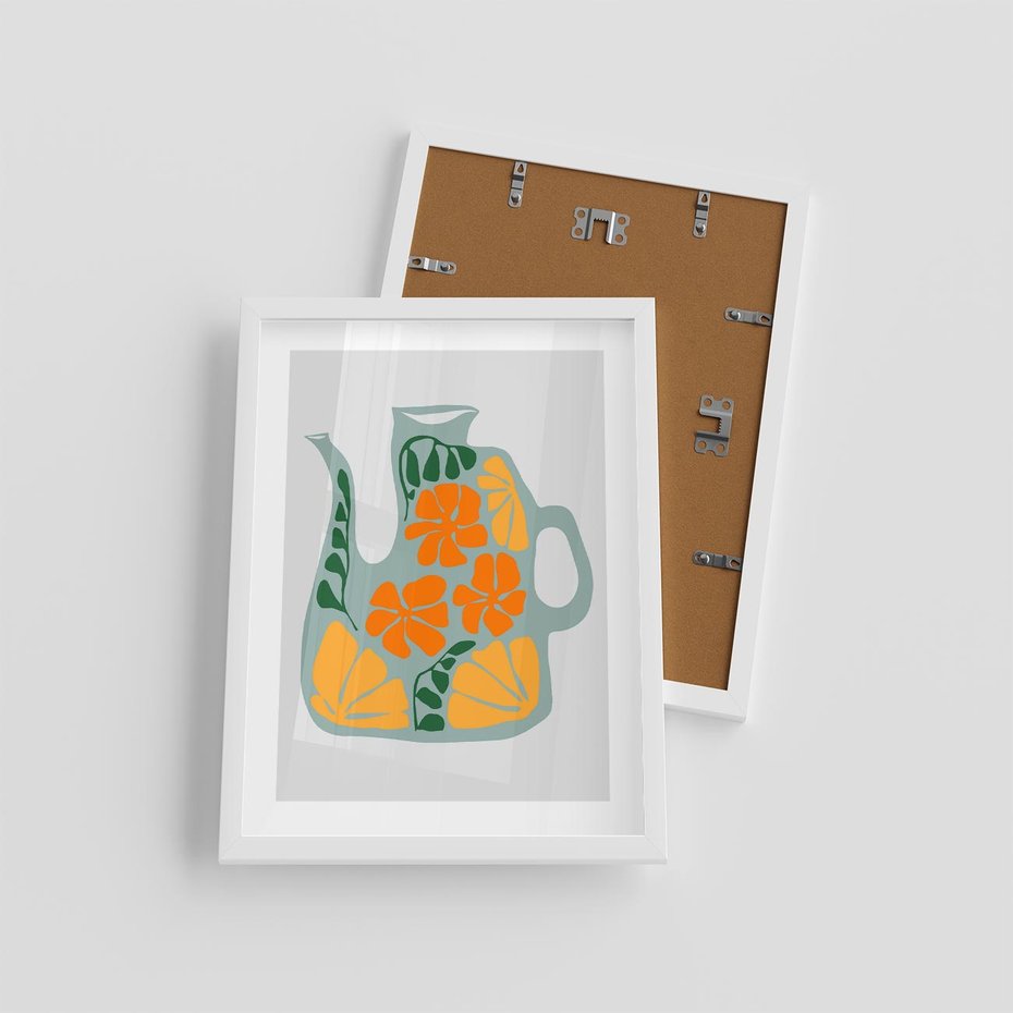 Plakat w ramie 30x40 - Kolorystyczna Ekspresja - czajnik, abstrakcja - rama biała