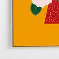 Obraz w ramie 70x100 - Harmonijne Granice - abstrakcyjne kwiaty, żółte tło - rama drewno
