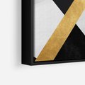 Obraz w ramie 50x50 - Pudrowe Abstrakcyjne Lustra - złote abstrakcyjne linie, szarość - rama czarna