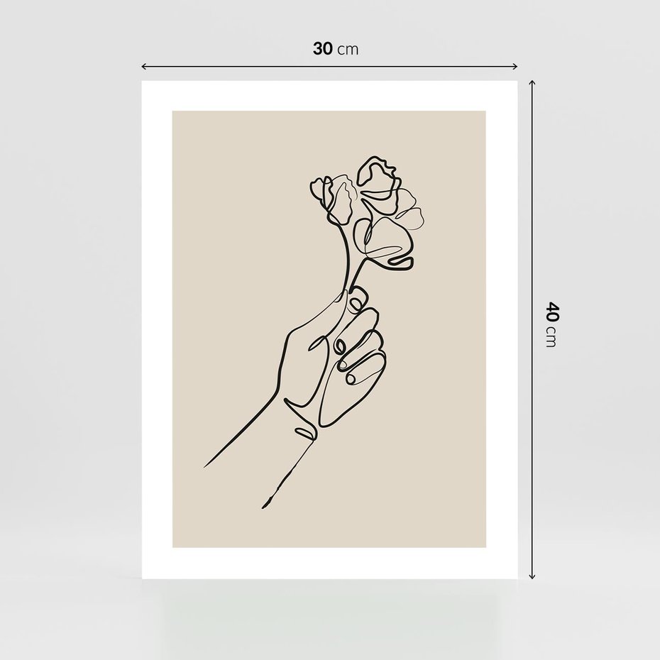Plakat bez ramy 30x40 - Szkic Kwiatu - kwiat w dłoni, szkic