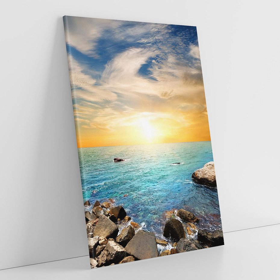 Obraz na płótnie 80x120 - Zachód słońca na plaży - plaża, zachód