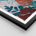 Plakat w ramie 50x70 - Impresje Kształtów - abstrakcyjna kompozycja kwiatowych form, kolor zgaszone - rama czarna
