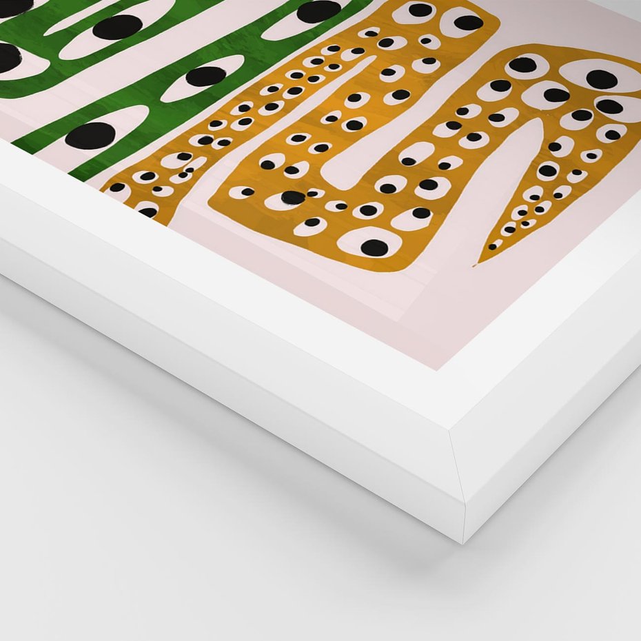 Plakat w ramie 40x50 - Mroczne Wypaczenia - abstrakcyjny obraz, dziwne kształty - rama biała