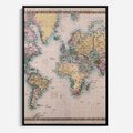 Obraz w ramie 70x100 - Światło Przeszłości - retro mapa świata, mapa - rama czarna