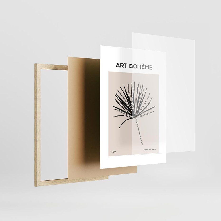 Plakat w ramie 50x70 - Rozkwitające Boho Kształty - boho sztuka, plakat - rama drewno