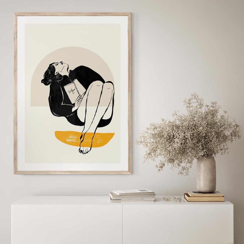 Plakat w ramie 30x40 - Kształt Kobiecego Portretu - grafika, kobieta - rama drewno