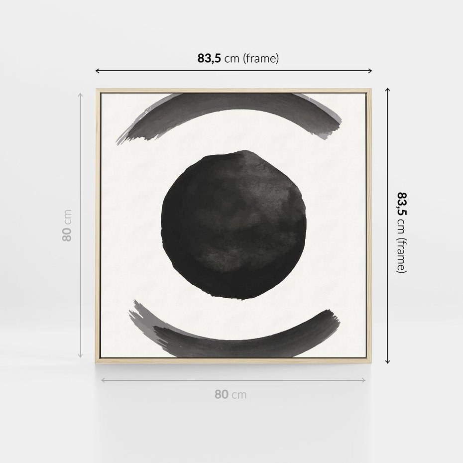 Obraz w ramie 80x80 - Bezczasowe Echo - abstrakcyjne plamy okręgi, akwarelowe - rama drewno