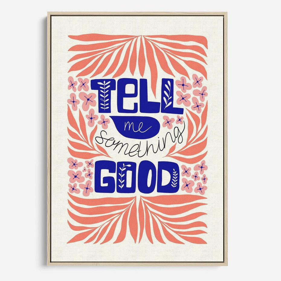 Obraz w ramie 50x70 - Bezgraniczne Formy - nowoczesna typografia, liście - rama drewno