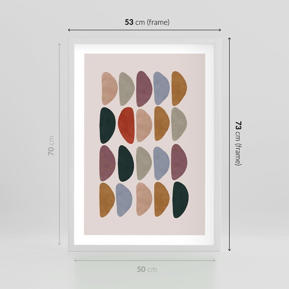 Plakat w ramie 50x70 - Granice Boho - abstrakcyjny obraz, geometryczna kompozycja - rama biała