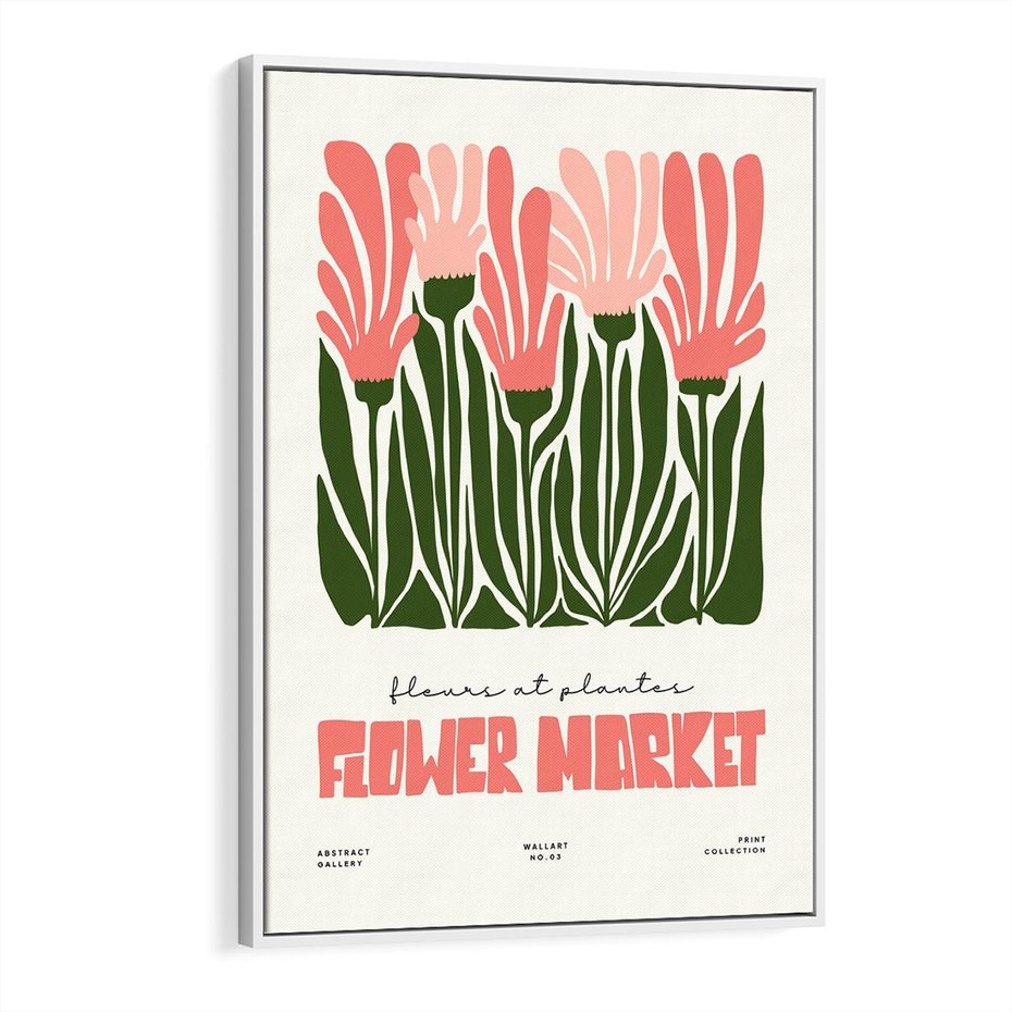 Obraz w ramie 80x120 - Symfonia Kolorowych Kształtów - nowoczesna grafika, kwiatowa kompozycja - rama biała