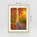 Plakat w ramie 30x40 - Kolorowe drzewa na ścieżce jesieni - las, jesień - rama drewno