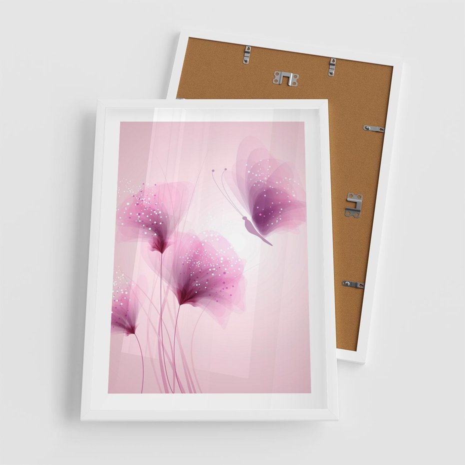 Plakat w ramie 50x70 - Akwarelowe Kwiaty w Pastelach - kwiaty, akwarelowe - rama biała