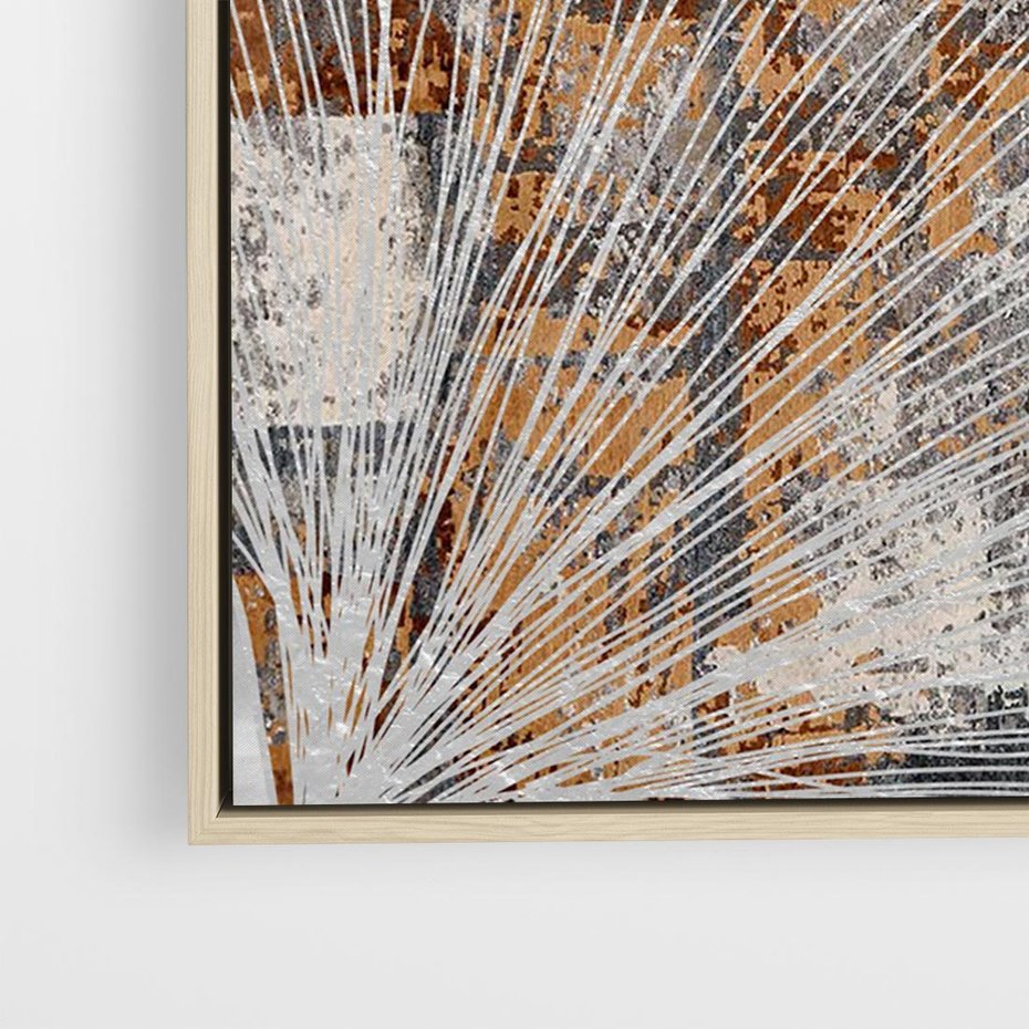 Obraz w ramie 70x50 - Złote liście melancholii - liście miłorzębu, tekstura - rama drewno