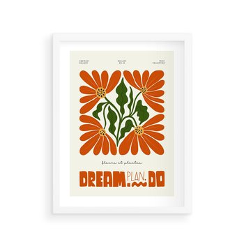 Plakat w ramie 50x70 - Księga Abstrakcji - sztuka nowoczesna, kolorowe kwiaty - rama biała