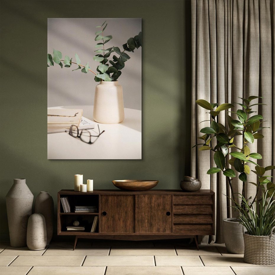 Obraz na płótnie 50x70 - Eukaliptusowe liście w okularach - liście, eukaliptus