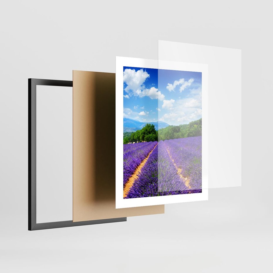 Plakat w ramie 40x50 - Prowansalska Lawenda - lawenda, prowansja - rama czarna