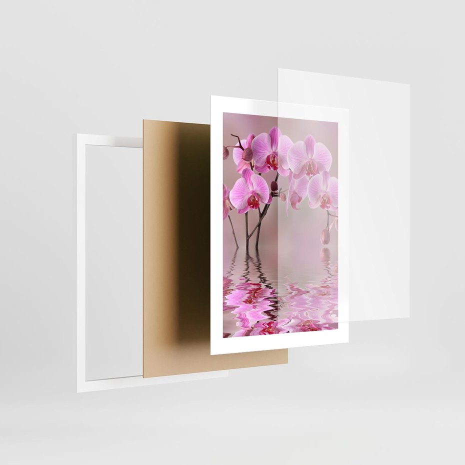 Plakat w ramie 30x40 - Relaksacyjne spa w otoczeniu storczyka - spa, storczyk - rama biała