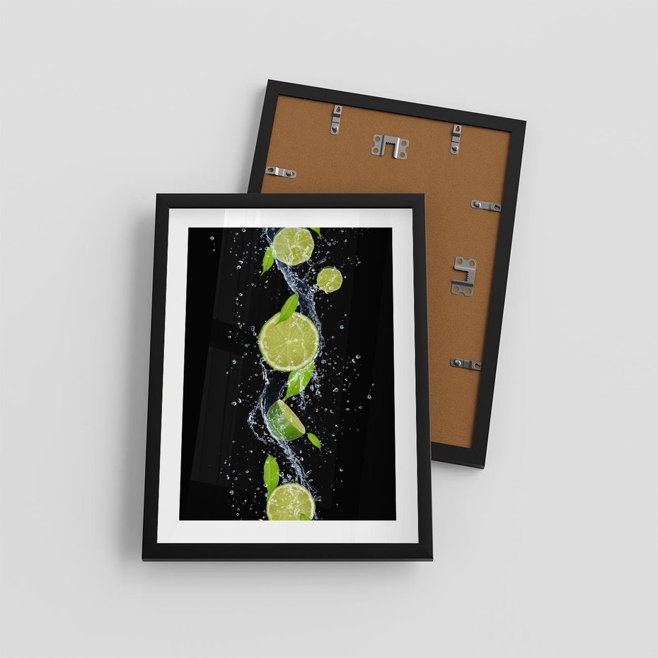 Plakat w ramie 30x40 - Świeżość Cytrusów - limonki, cytryny - rama czarna