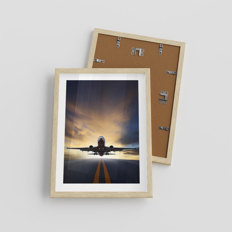 Plakat w ramie 30x40 - Podróż samolotem w pejzaż - samolot, podróż - rama drewno