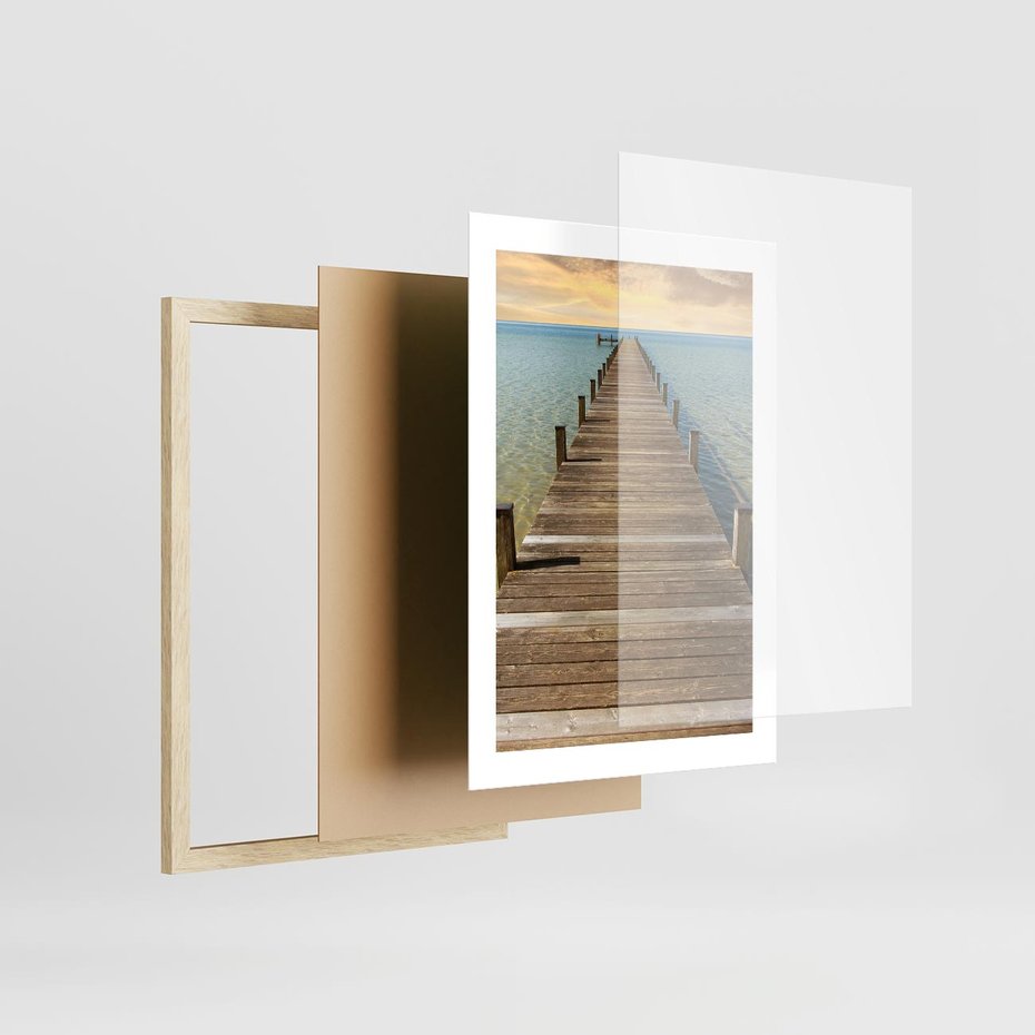 Plakat w ramie 30x40 - Pomost ku morzu - pomost, morze - rama drewno