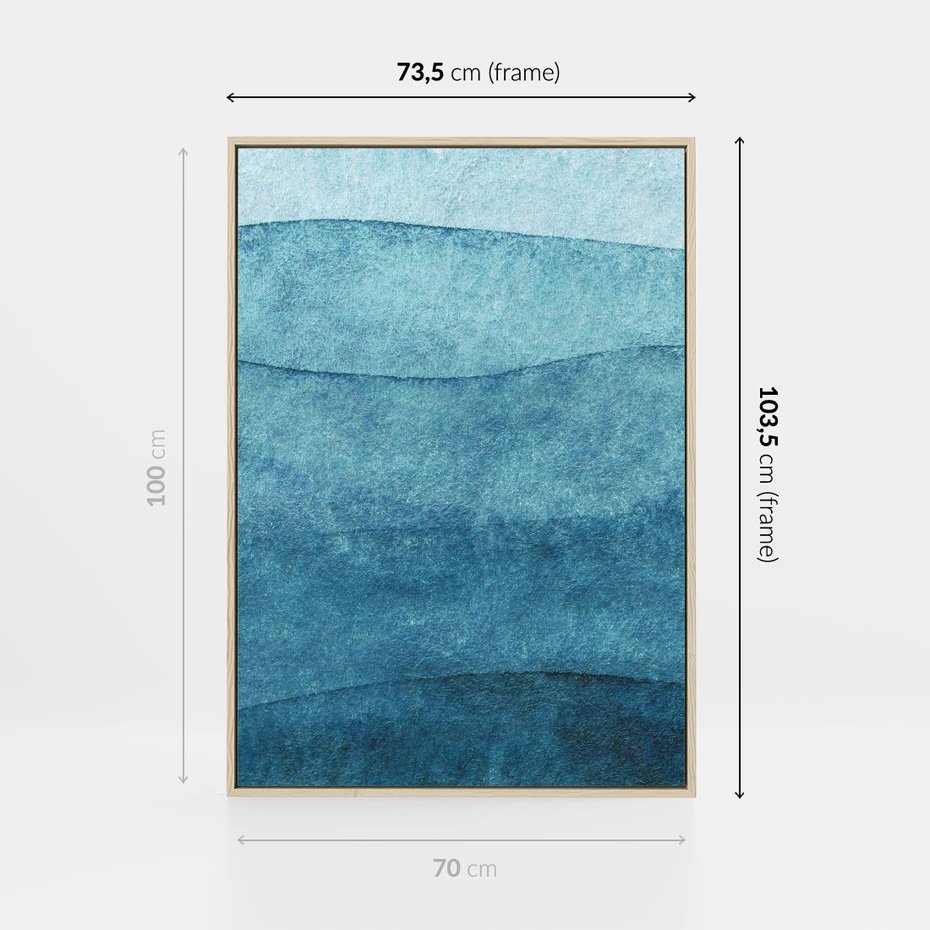 Obraz w ramie 70x100 - Kolorowe fale akwareli - akwarela, fale - rama drewno