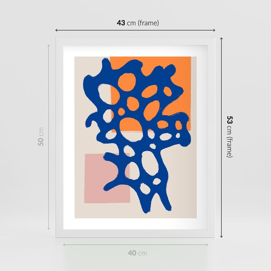 Plakat w ramie 40x50 - Delikatne Plamiste Refleksje - abstrakcja, nowoczesny plakat - rama biała