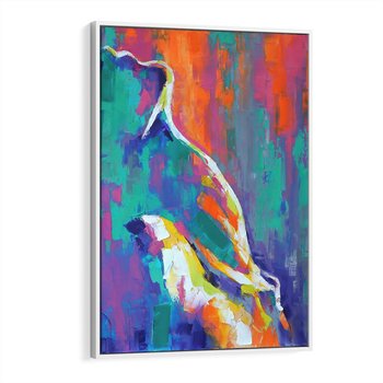 Obraz w ramie 80x120 - Olejne Wibrujące Emocje - abstrakcyjny obraz, różne kolorowe maźnięcia pędzla - rama biała