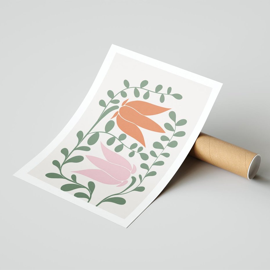 Plakat bez ramy 40x50 - Rozkwitające Kontury - plakat, kwiaty