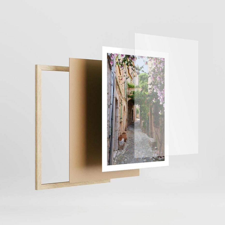 Plakat w ramie 50x70 - Ścieżka W Nieskończoność - uliczka, perspektywa - rama drewno