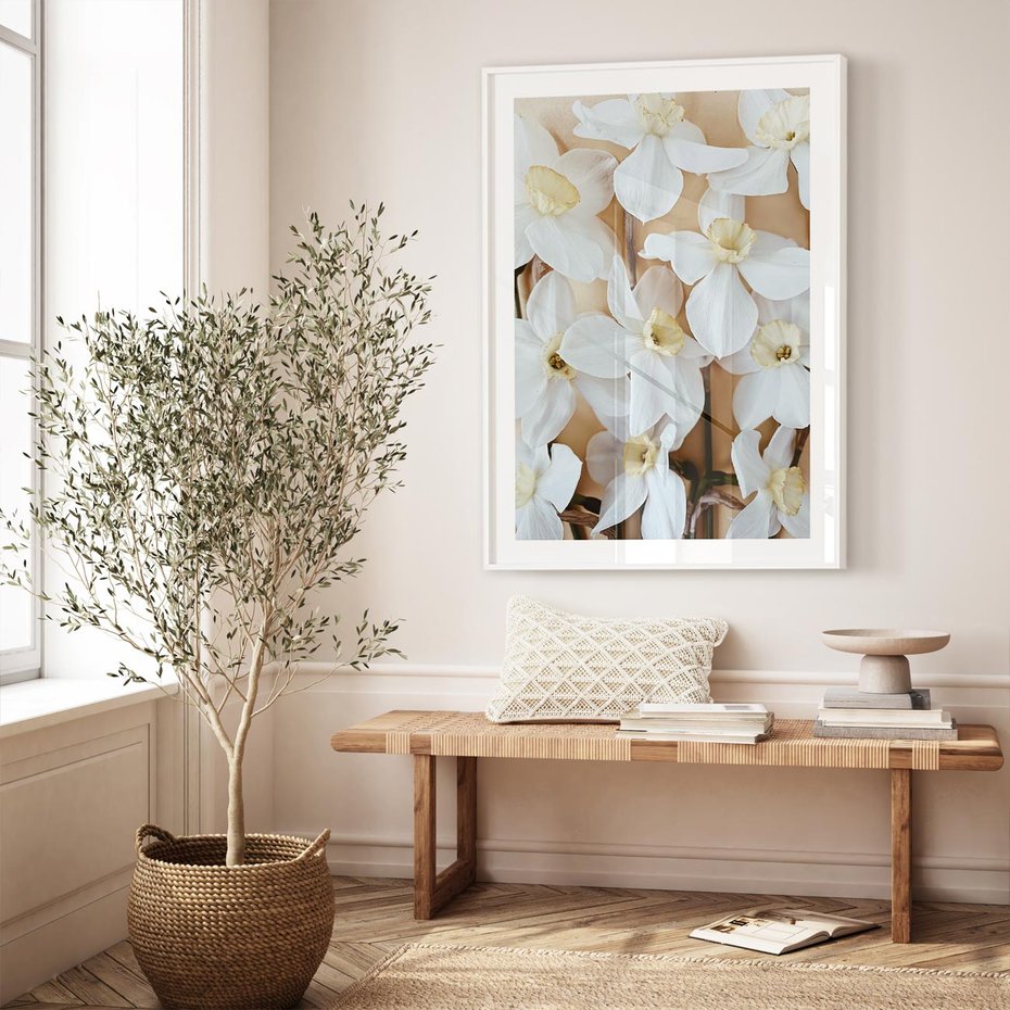Plakat bez ramy 21x30 - Białe Narcyzy - narcyzy, kwiaty